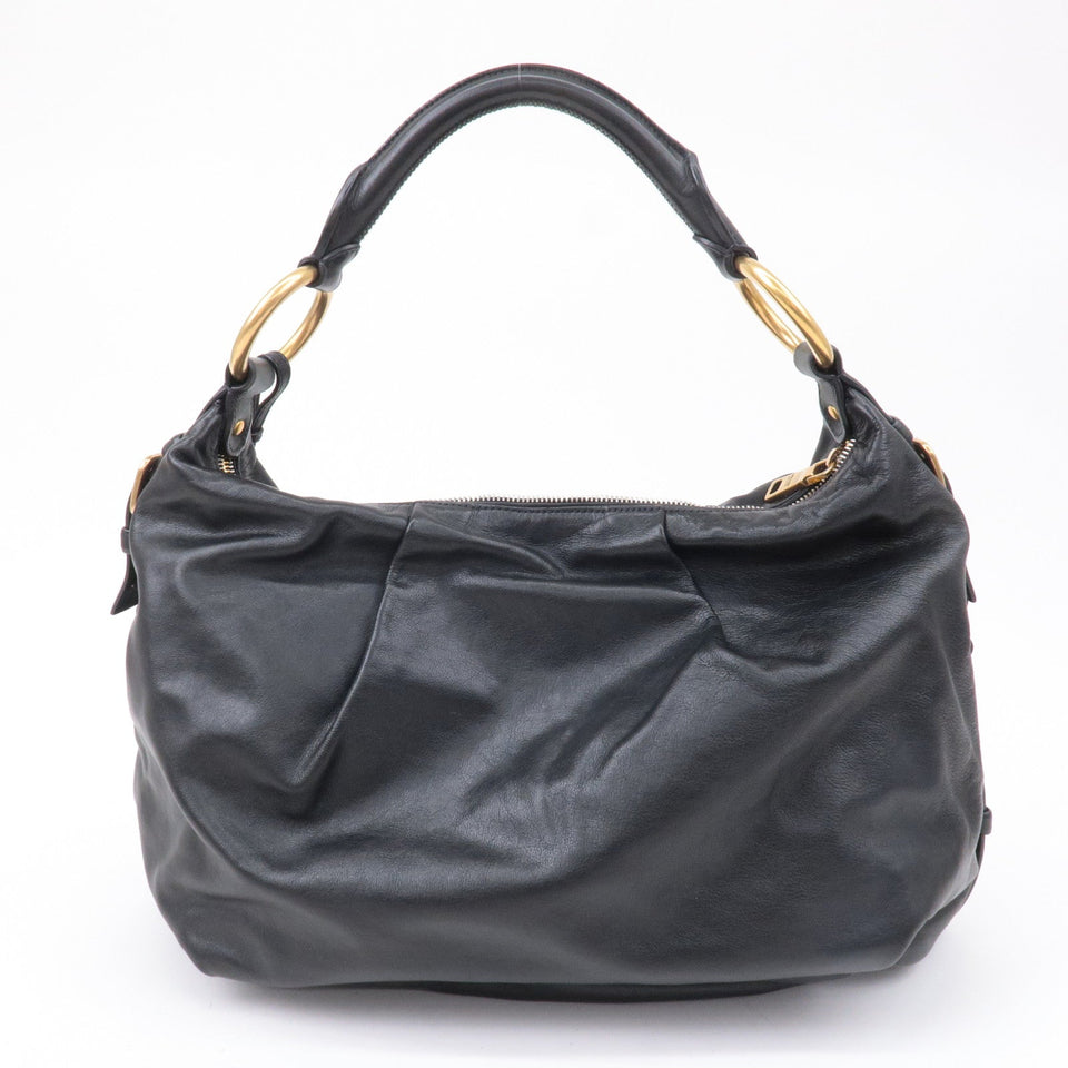 Prada Logo Leather One Shoulder Bag NERO Black