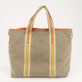 Prada Logo Jacquard Leather 2Way Hand Bag Beige Orange BN1453