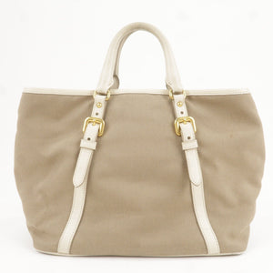 Prada Logo Jacquard Leather 2Way Bag Hand Bag Beige BN1841