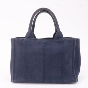 Prada Canapa Mini Canvas 2Way Tote Bag Hand Bag Navy 1BG439