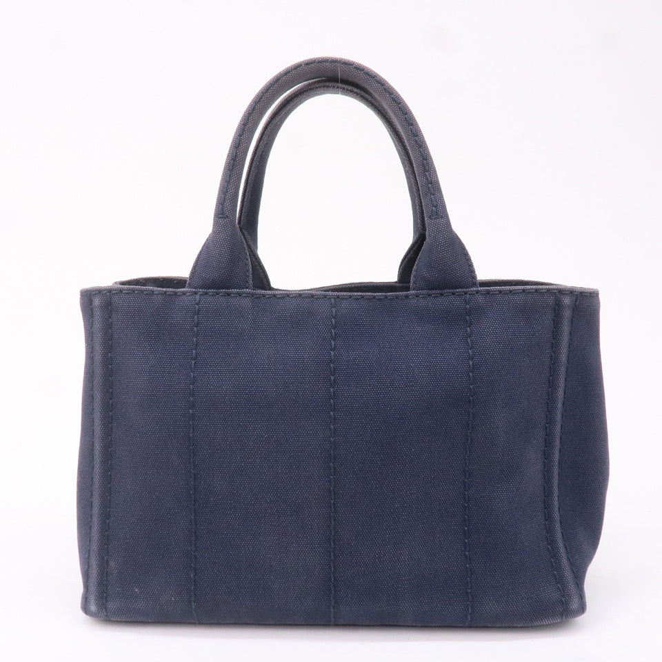 Prada Canapa Mini Canvas 2Way Tote Bag Hand Bag Navy 1BG439