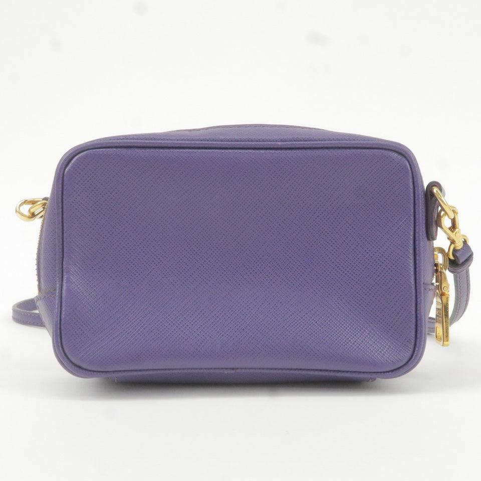 Prada Logo Leather Mini Shoulder Bag 2Way Bag Pouch Purple
