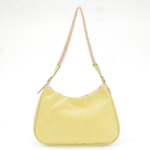 Prada Logo Nylon Leather Chain Shoulder Bag Yellow BR0104