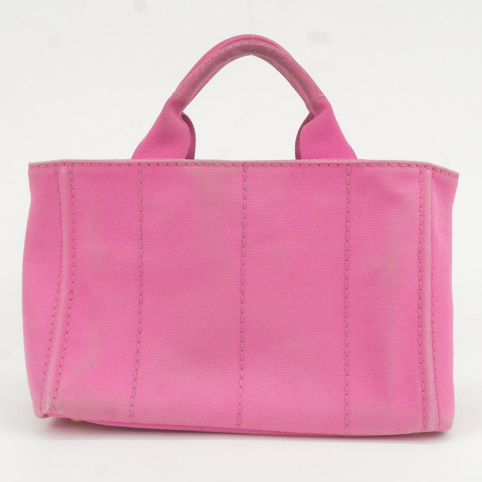 Prada Logo Canapa Mini Canvas Hand Bag Tote Bag Pink