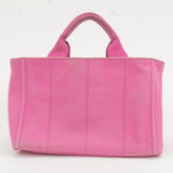 Prada Logo Canapa Mini Canvas Hand Bag Tote Bag Pink