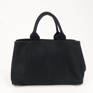 Prada Canapa Canvas Tote Bag Hand Bag Black BN1877