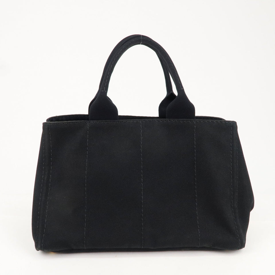 Prada Canapa Canvas Tote Bag Hand Bag Black BN1877