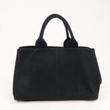 Prada Canapa Canvas Tote Bag Hand Bag Black BN1877
