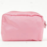 Prada Logo Nylon Leather Pouch Clutch Bag Pink MV340
