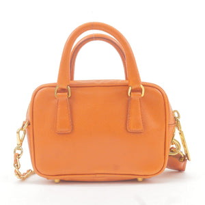 Prada Logo Leather Chain 2Way Bag Shoulder Bag Orenge BL0705