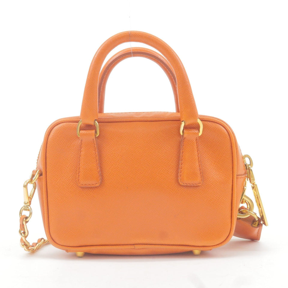 Prada Logo Leather Chain 2Way Bag Shoulder Bag Orenge BL0705