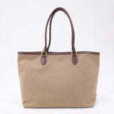 Prada Logo Jacquard Leather Tote Bag Beige Brown 1BG158