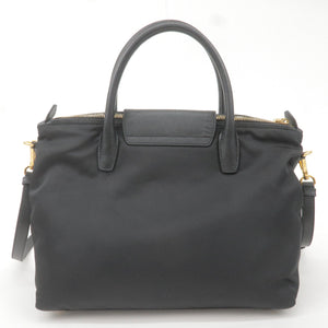Prada Logo Nylon Leather 2Way Bag Hand Bag NERO Black BN2106
