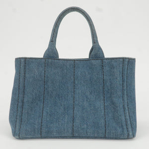Prada Logo Denim Canapa Mini Hand Bag Tote Bag Blue 1BG439
