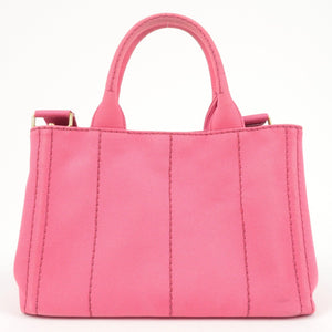 Prada Logo Canapa Mini Canvas 2Way Tote Bag Pink 1BG439