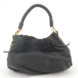 Prada Logo Nylon Leather Shoulder Bag Hand Bag Black BR4237