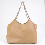 Prada Logo Leather Chain Tote Bag Beige