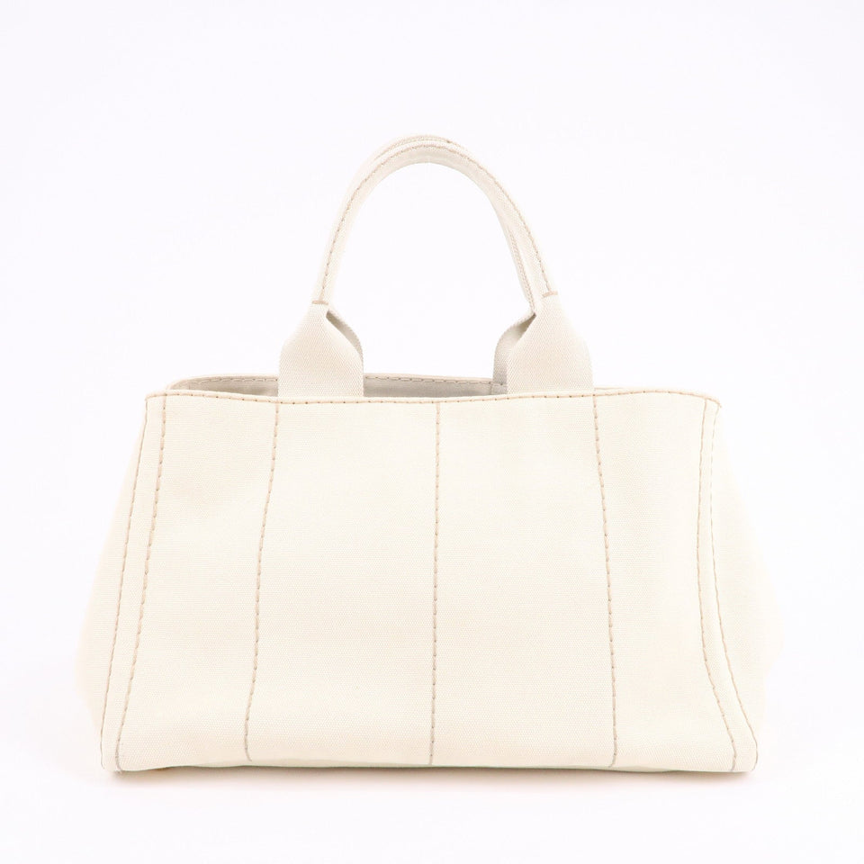 Prada Canapa Canvas Tote Bag Hand Bag Ivory BN1877