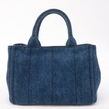 Prada Denim Canapa Mini Canvas 2Way Tote Bag Hand Bag Navy 1BG439