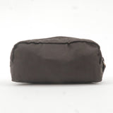 Prada Logo Nylon Leather Pouch Cosmetic Bag Brown 1N0175