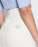 Prada White Denim Mini Skirt With Back Pocket Logo Detail Size IT 36 (UK 4)