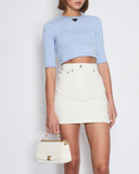 Prada Baby Blue and White Stripped Jersey Cropped Top Size IT 38 (UK 6)