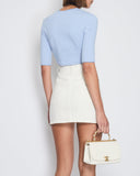 Prada Baby Blue and White Stripped Jersey Cropped Top Size IT 38 (UK 6)