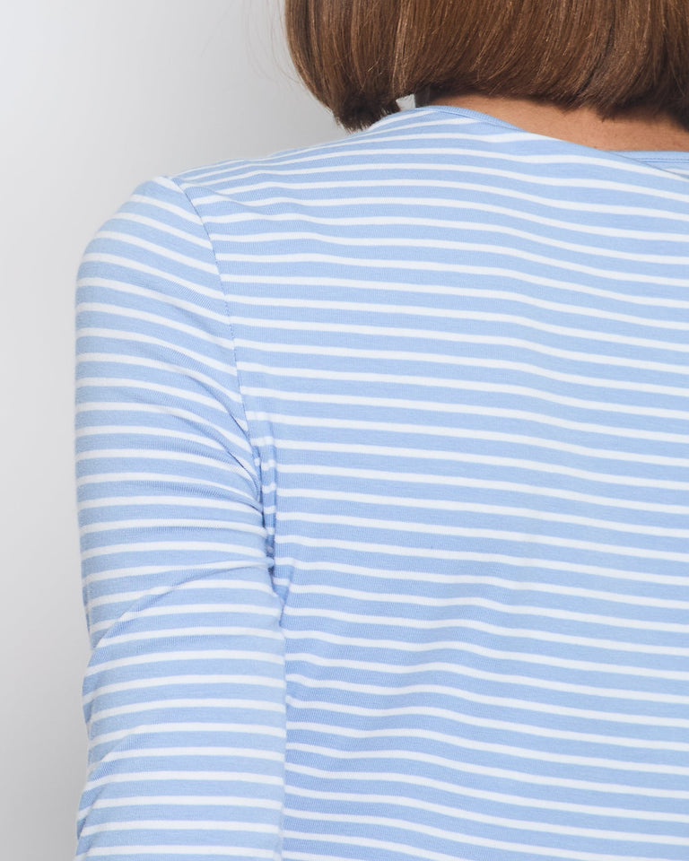 Prada Baby Blue and White Stripped Jersey Cropped Top Size IT 38 (UK 6)