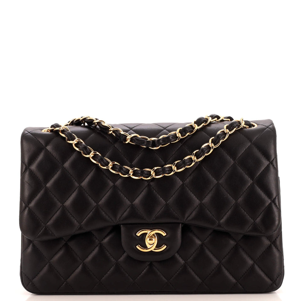 CHANEL Classic Double Flap Bag Quilted Lambskin Jumbo