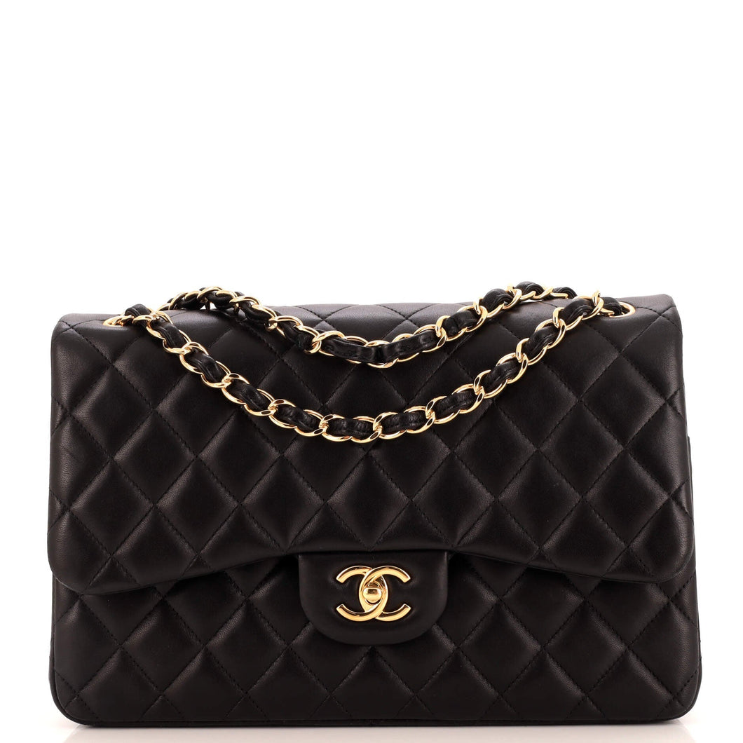 CHANEL Classic Double Flap Bag Quilted Lambskin Jumbo