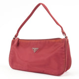 Prada Logo Nylon Hand Bag Shoulder Bag Pouch Purse Red