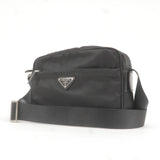 Prada Logo Nylon Leather Shoulder Bag NERO Black BT1067