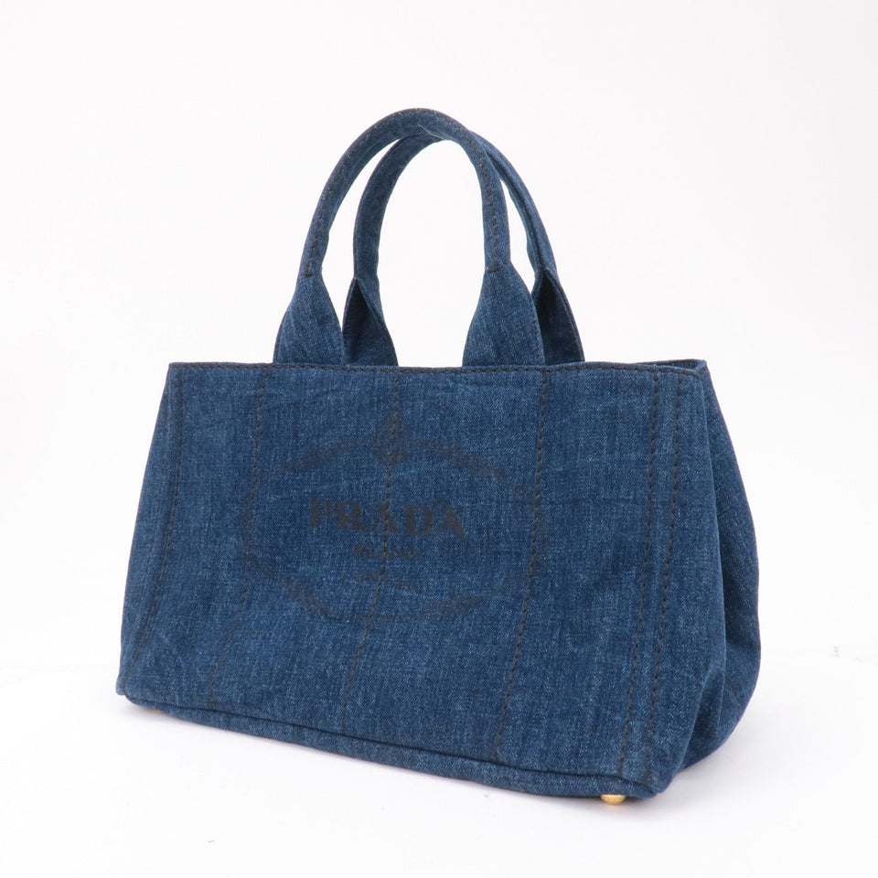 Prada Canapa Denim Tote Bag Hand Bag Denim Blue B1877B