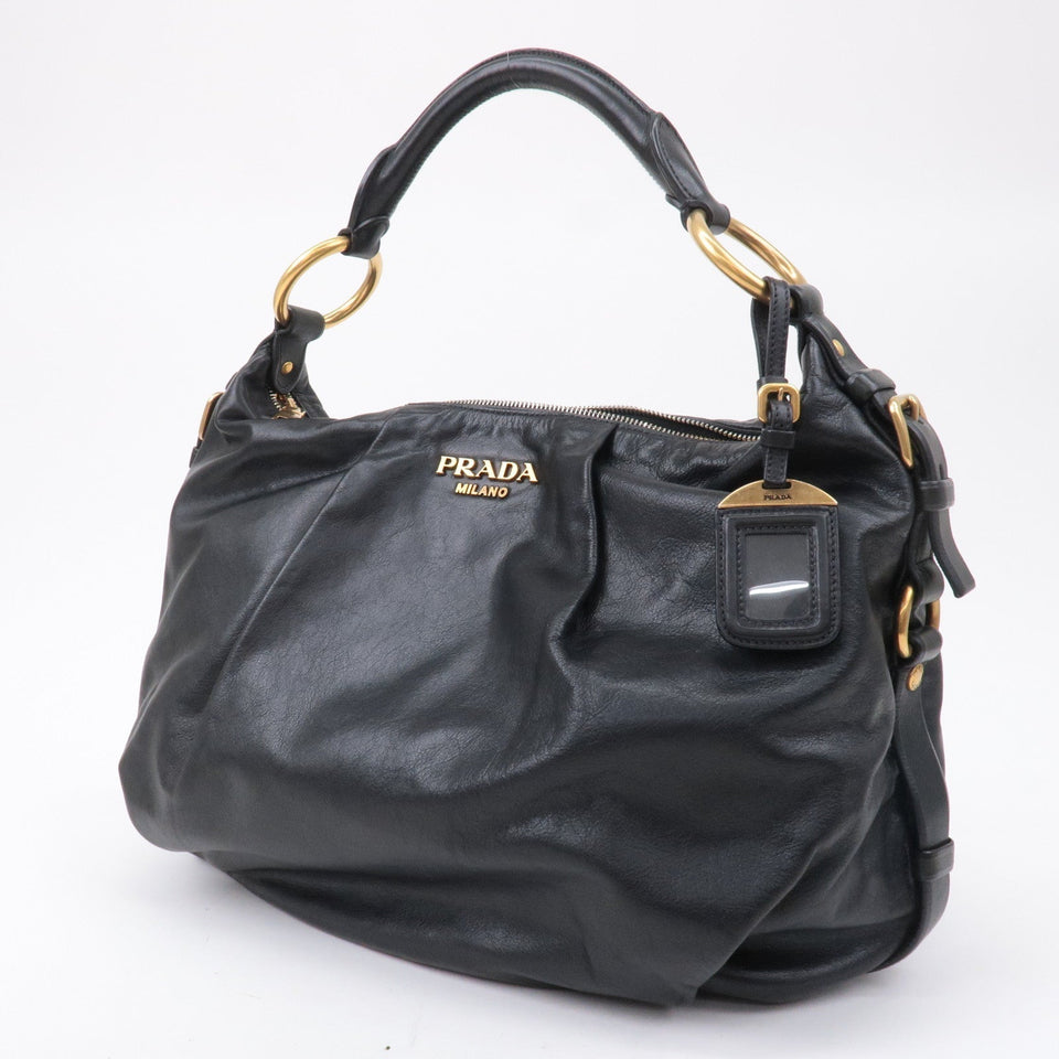 Prada Logo Leather One Shoulder Bag NERO Black