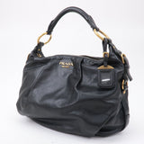 Prada Logo Leather One Shoulder Bag NERO Black