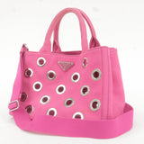 Prada Canapa Mini Canvas 2Way Bag Shoulder Bag Pink 1BG439