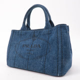 Prada Denim Canapa Mini Canvas 2Way Tote Bag Hand Bag Navy 1BG439