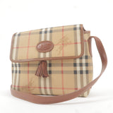 BURBERRY Nova Plaid PVC Leather Shoulder Bag Beige Brown