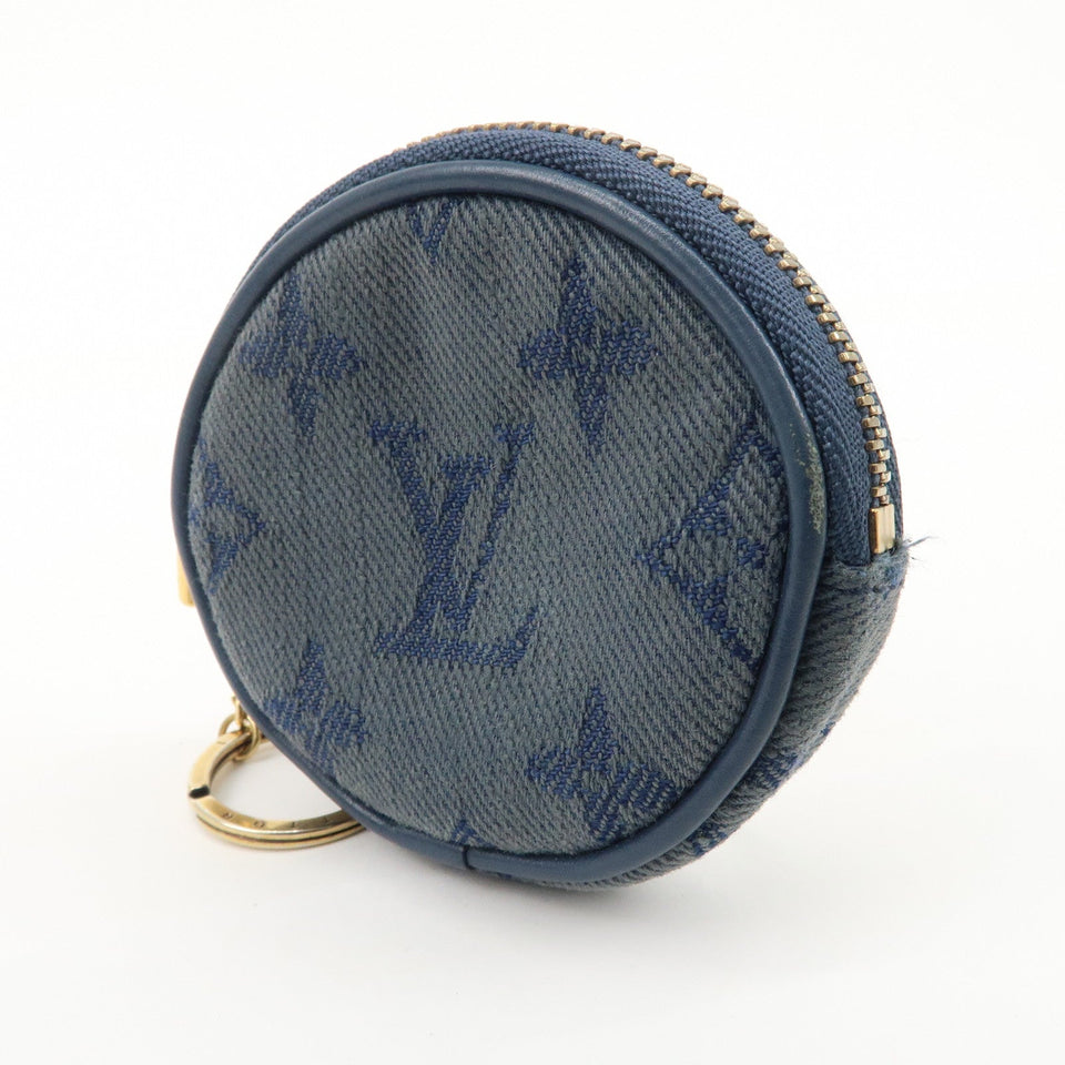 Louis Vuitton Monogram Denim Round Pouch Coin Case Blue M68290