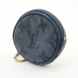 Louis Vuitton Monogram Denim Round Pouch Coin Case Blue M68290