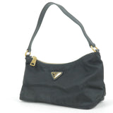 Prada Nylon Leather Hand Bag Pouch NERO Black 1N1413