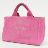 Prada Logo Canapa Mini Canvas Hand Bag Tote Bag Pink