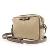Prada Logo Jacquard Leather Shoulder Bag Beige Brown 1BH089