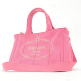 Prada Logo Canapa Mini Canvas 2Way Tote Bag Pink 1BG439
