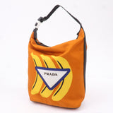 Prada Leather Nylon Hand Bag  Shoulder Bag Orange Black