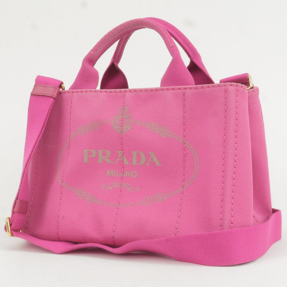 Prada Canapa Mini Canvas 2Way Bag Shoulder Bag Pink B2439G