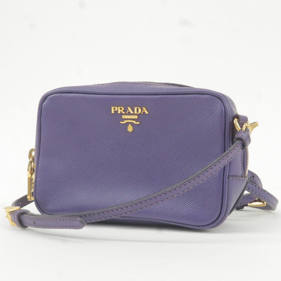 Prada Logo Leather Mini Shoulder Bag 2Way Bag Pouch Purple