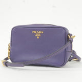 Prada Logo Leather Mini Shoulder Bag 2Way Bag Pouch Purple