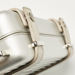 Christian Dior X Rimowa Silver Aluminum And Leather Personal Clutch Bag