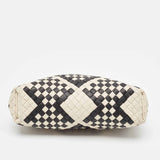 Bottega Veneta Off White/black Intrecciato Leather Lauren 1980 Clutch